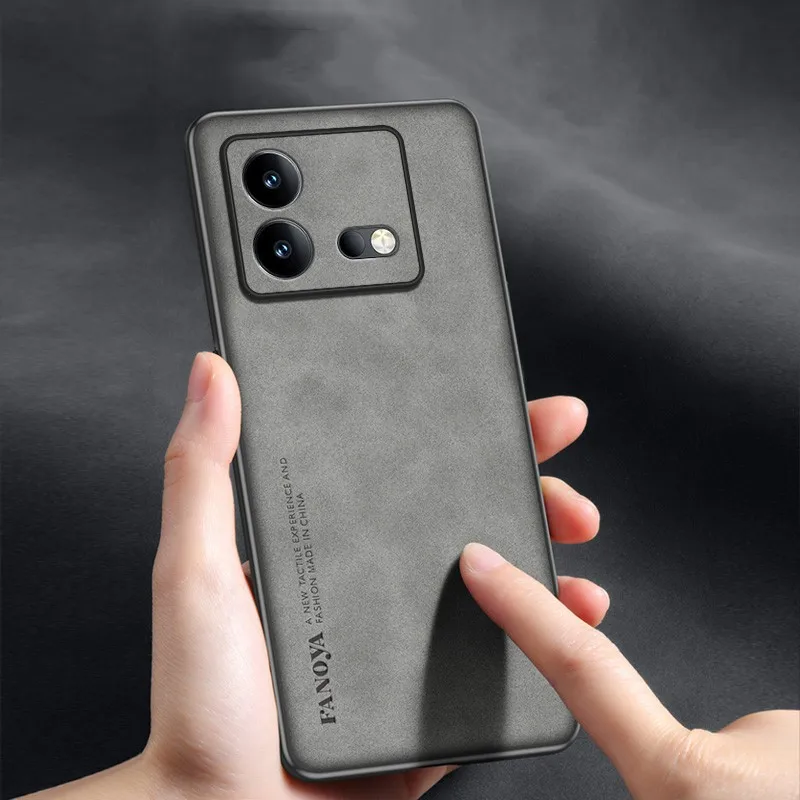 Luxurious PU Leather Matte Shockproof Back Cover - Thin Bumper  Coque