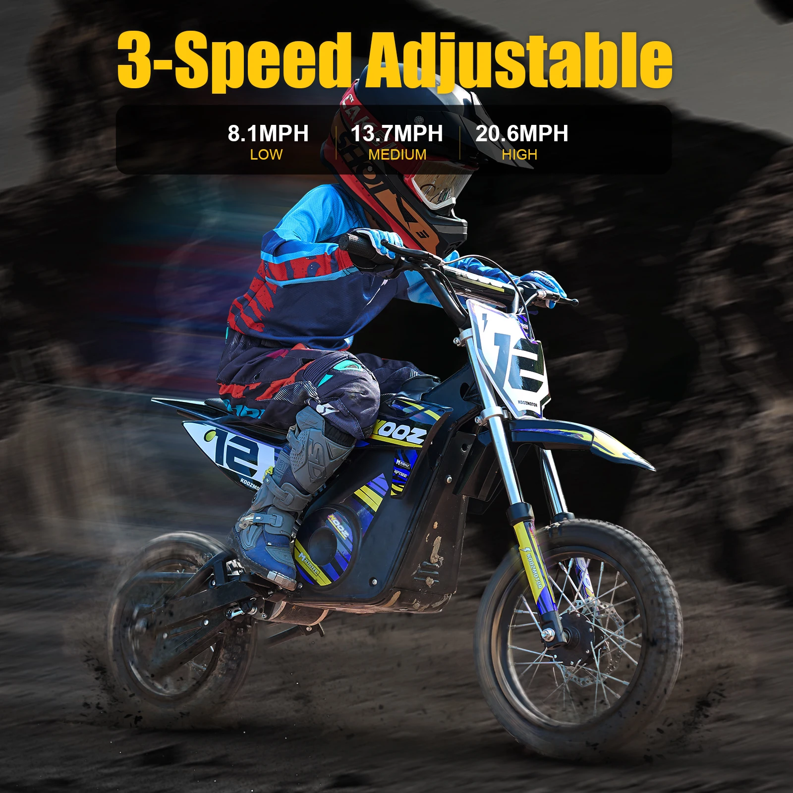 KOOZ HP112E PRO 36V 1000W Electric Motorcycle for Kids, Electric Dirt Bike Up to 20.6 MPH & 19 Miles Long-Range.