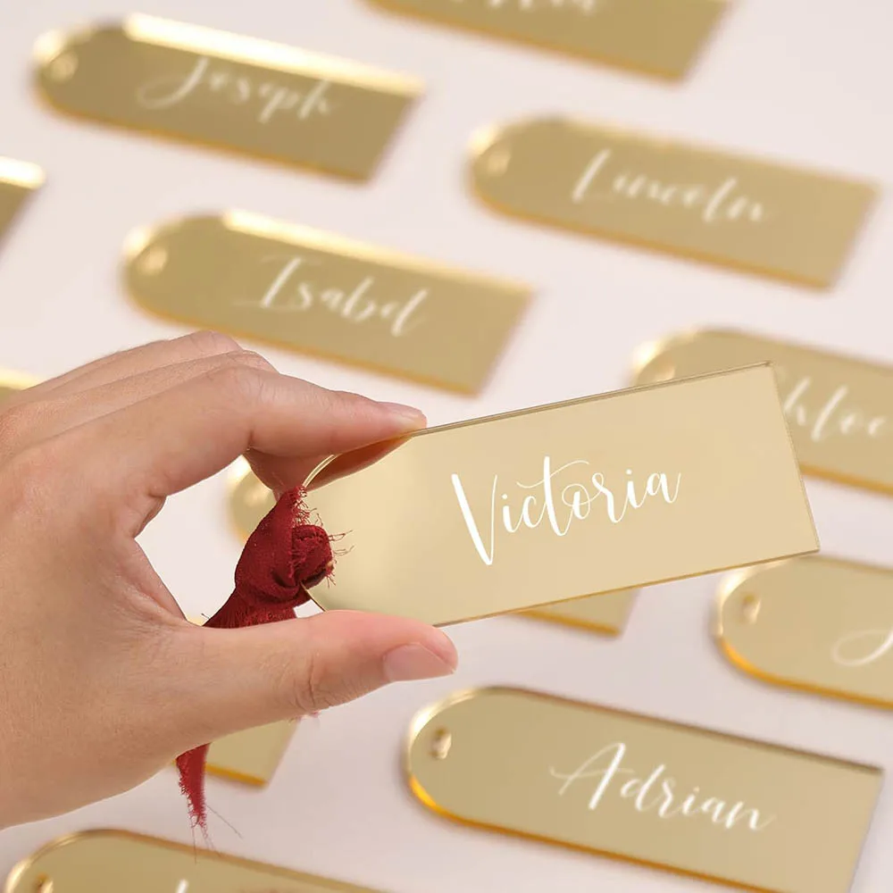Gold Acrylic Place Cards,DIY Blank Hanging Tags,Perfect for Wedding Table Decor,Birthday,Centerpiece,Party,Anniversary,Event