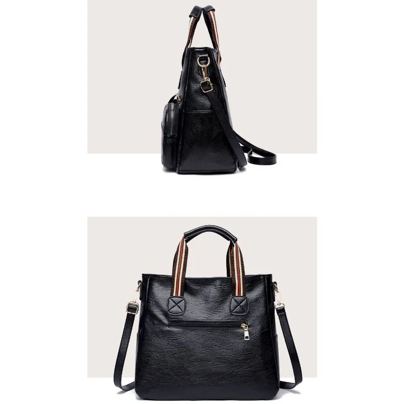 2023 New Large Capacity Soft Leather Handheld Tote Bag Fashion Retro Versatile Women's One Shoulder Diagonal Straddle Bag