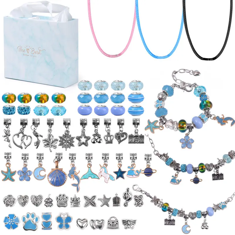 DIY Bracelet Making Kit Jewelry Making Accessories Kit with Beads, Pendant  Charms, Bracelets and Necklace String for Girls - AliExpress