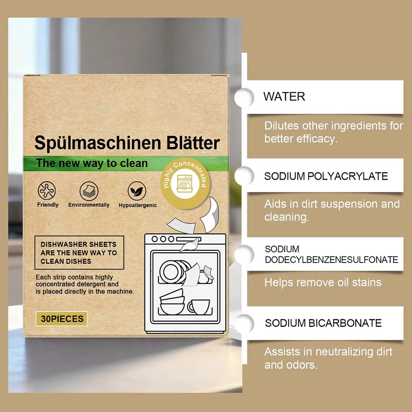  Dishwasher Sheets Mild Cleaning Strips for Home Kitchen Natural Cleaning Strips Alternative to Gel Pods Tablets for Dishwasher 3