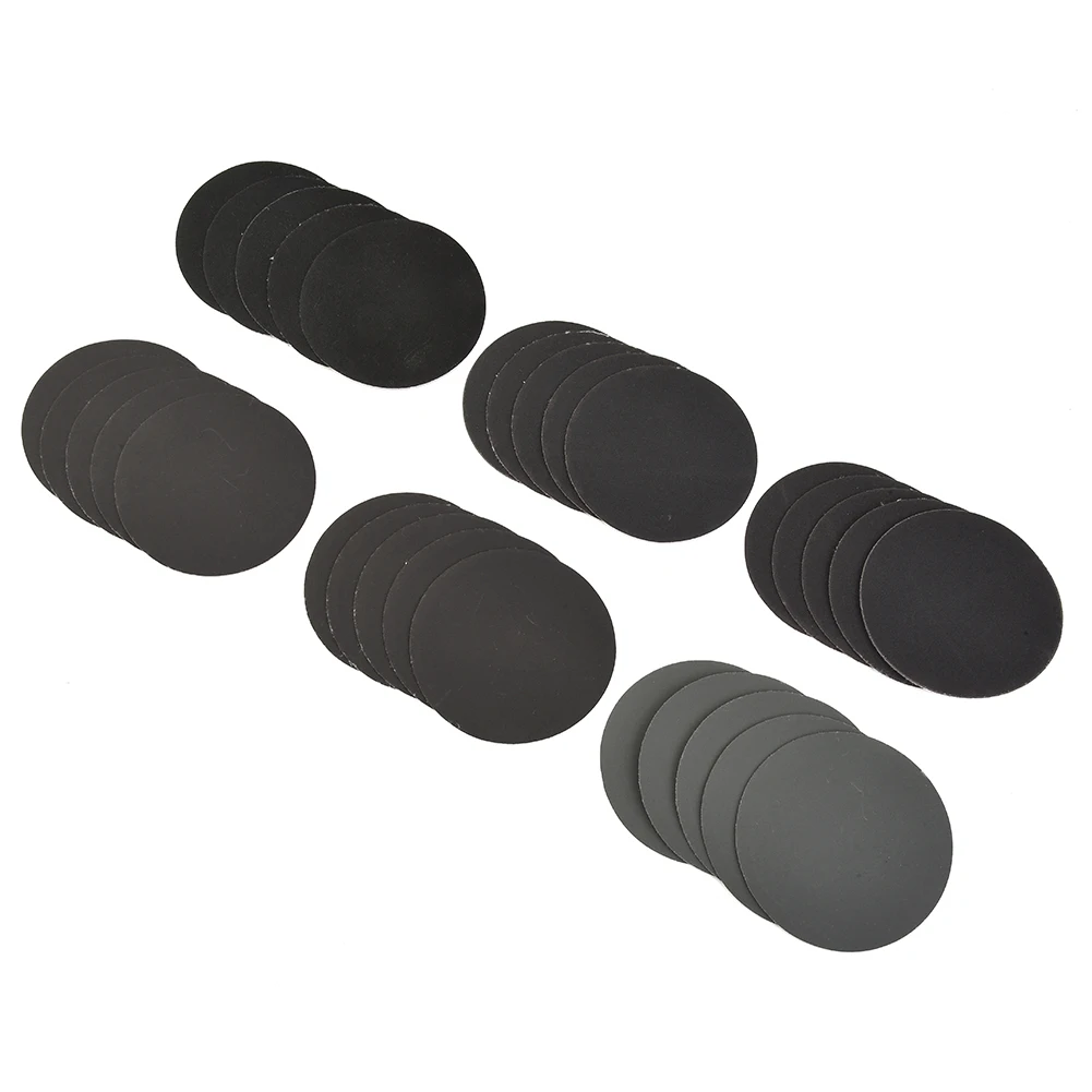 30Pcs 3inch 75mm Sanding Discs Wet/Dry Sandpaper 320 400 600 800 1000 1500 Grit Sand Carabiner Round Sand Tray