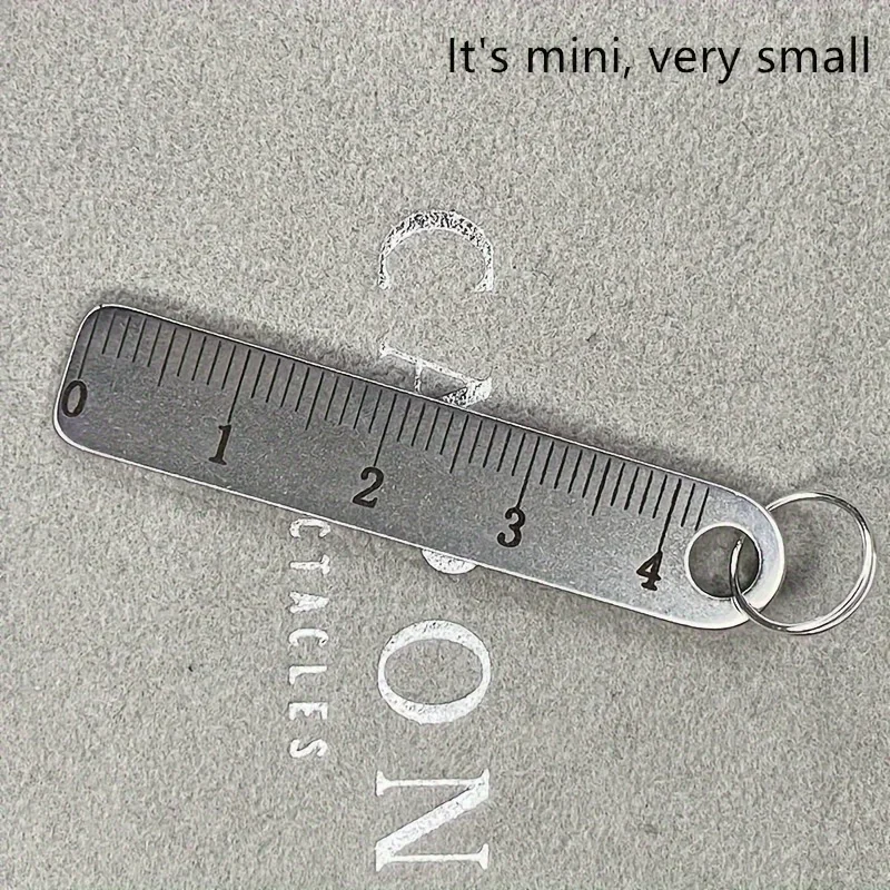 Portable stainless steel mini ruler with keychain - measuring tool for office and school supplies