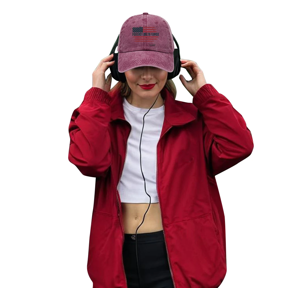 Distressed Baseball Cap Breathable Washed Cotton Trucker Hat Comfortable Unisex Golf Hat Foxtrot Delta Tango for Men Women