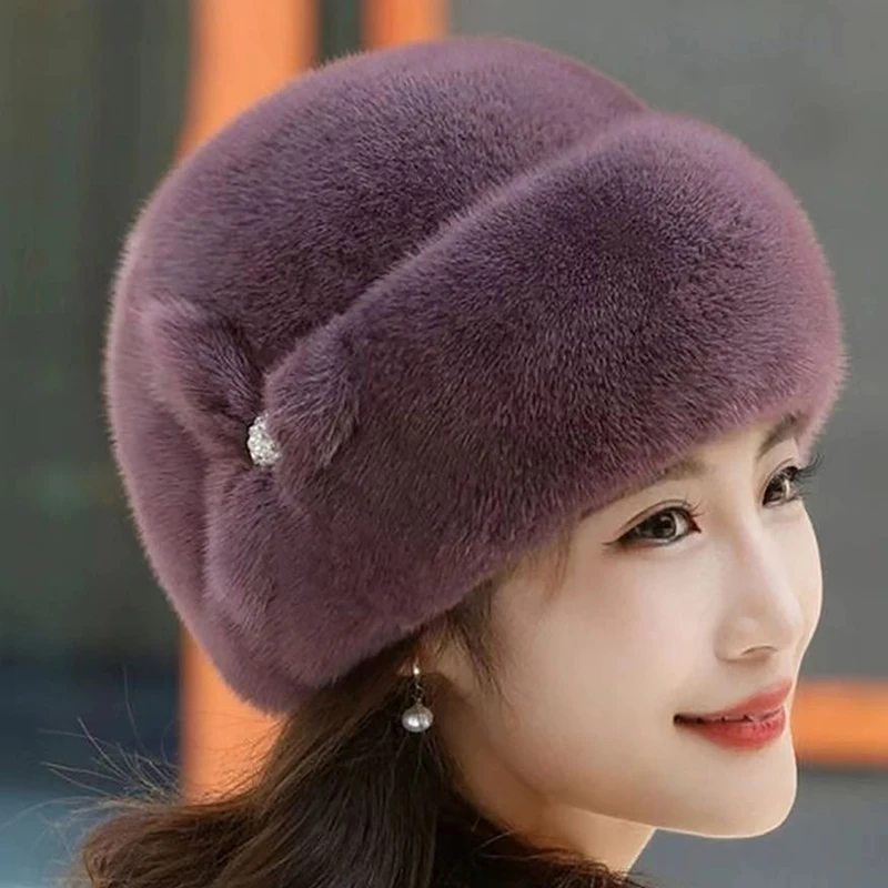 Fashion Winter Thick Furry Hairband Fluffy Russian Faux Fur Women Girl Fur Hat Winter Outdoor Earwarmer Ski Hats New Beanies Cap