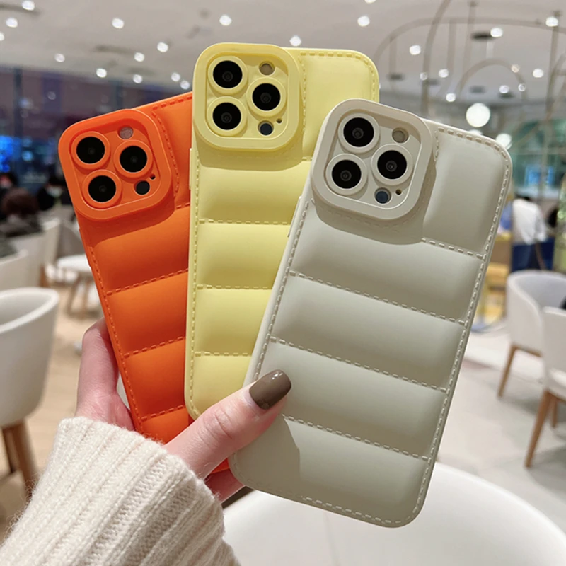 Premium Trendy Shockproof Puffer Back Case Cover for iPhone 13