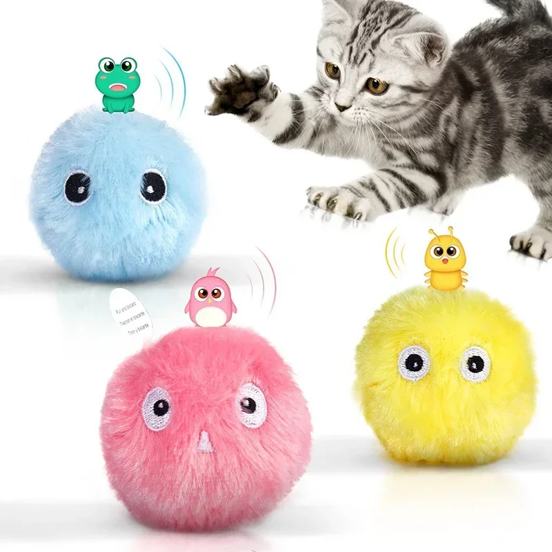 

New Plush Electric Ball Interactive Cat Toys Smart Catnip Training Toy Kitten Touch Sounding Pet Product Squeak Cats Toy Ball