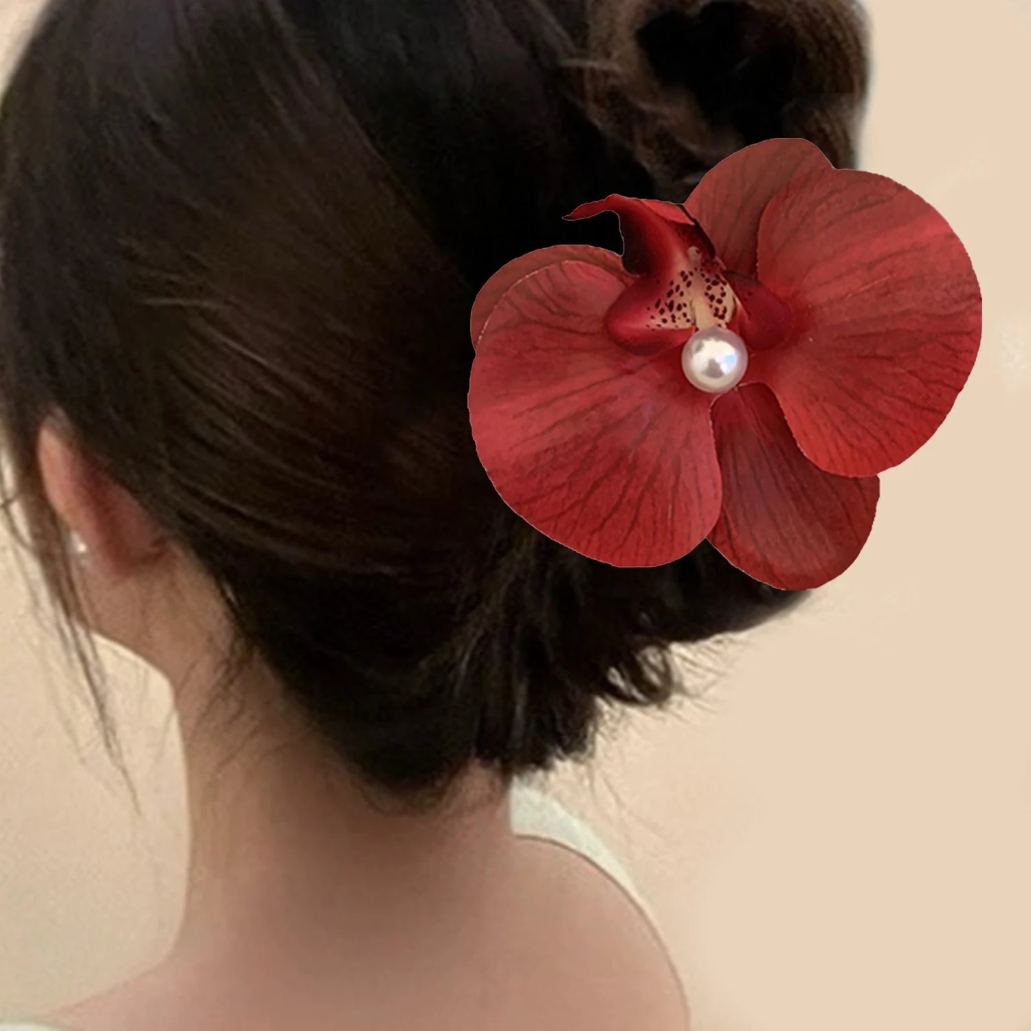 Haarschmuck Blume Haars pange Haarschmuck rosa Orchidee Orchidee Haarnadel Seite Haars pangen Kopfschmuck Böhmen Haars pangen – Detail 4
