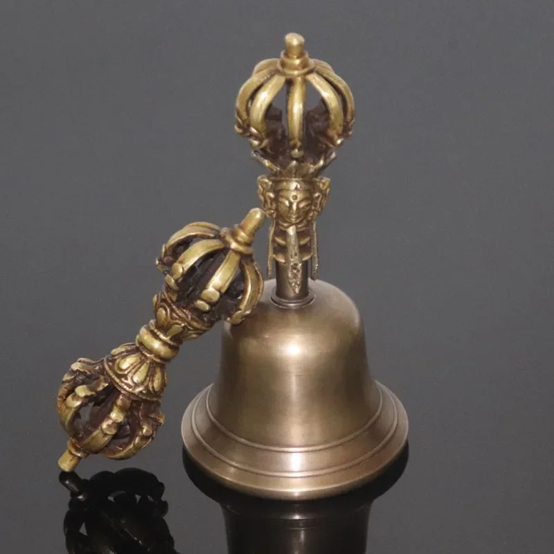 Meditation Chimes Buddhist Bell Nepal Tibetan Bells Chimes Handmade Brass Vajra Bell and Pestle Meditation Tool Sound Healing Instrument Buddhist Supplies Gifts