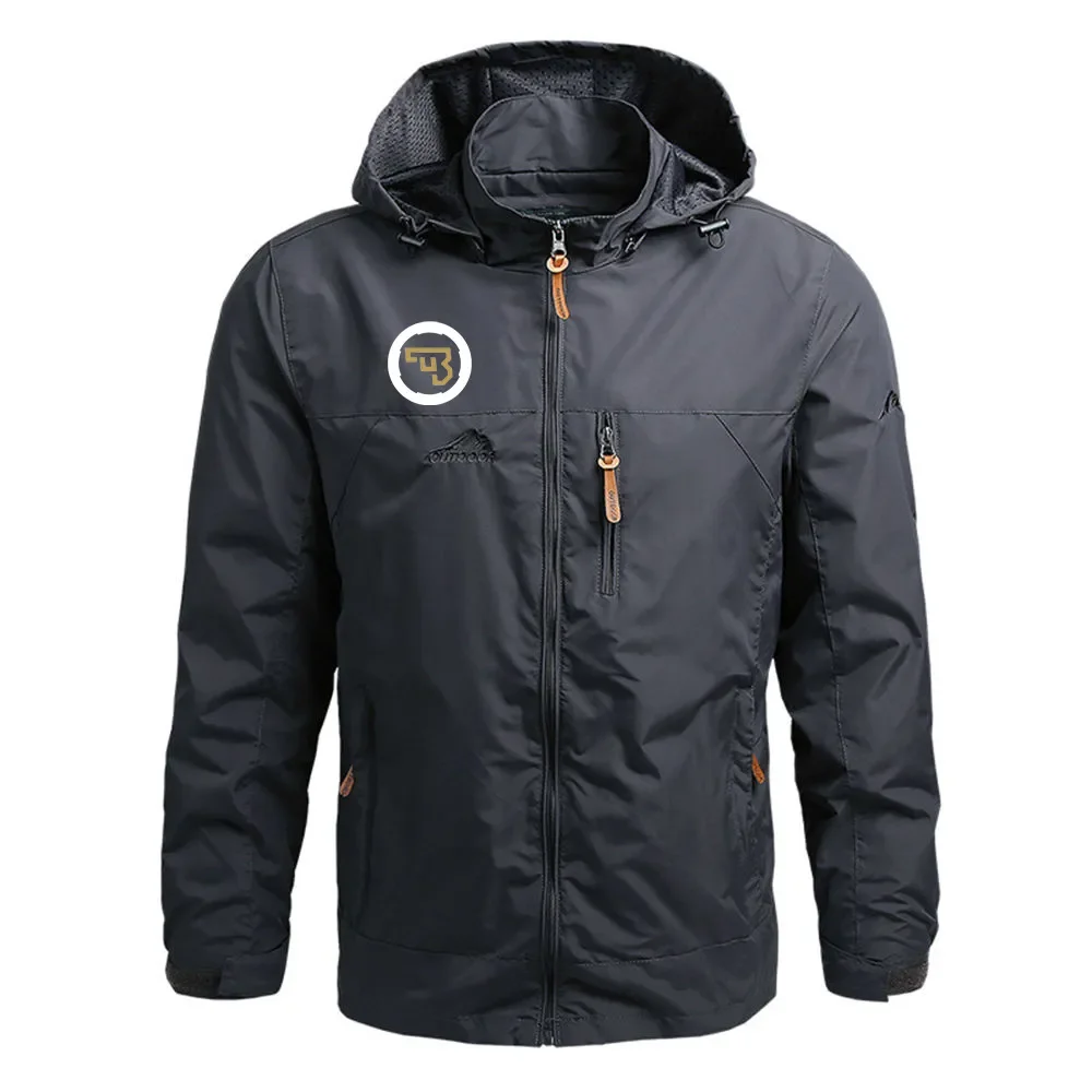 

2024 Autumn Men CZ Logo Hooded Solid Color Coat New Ceska Zbrojovka Print Casual Loose Outdoor Sports Fashion Windbreaker Jacket