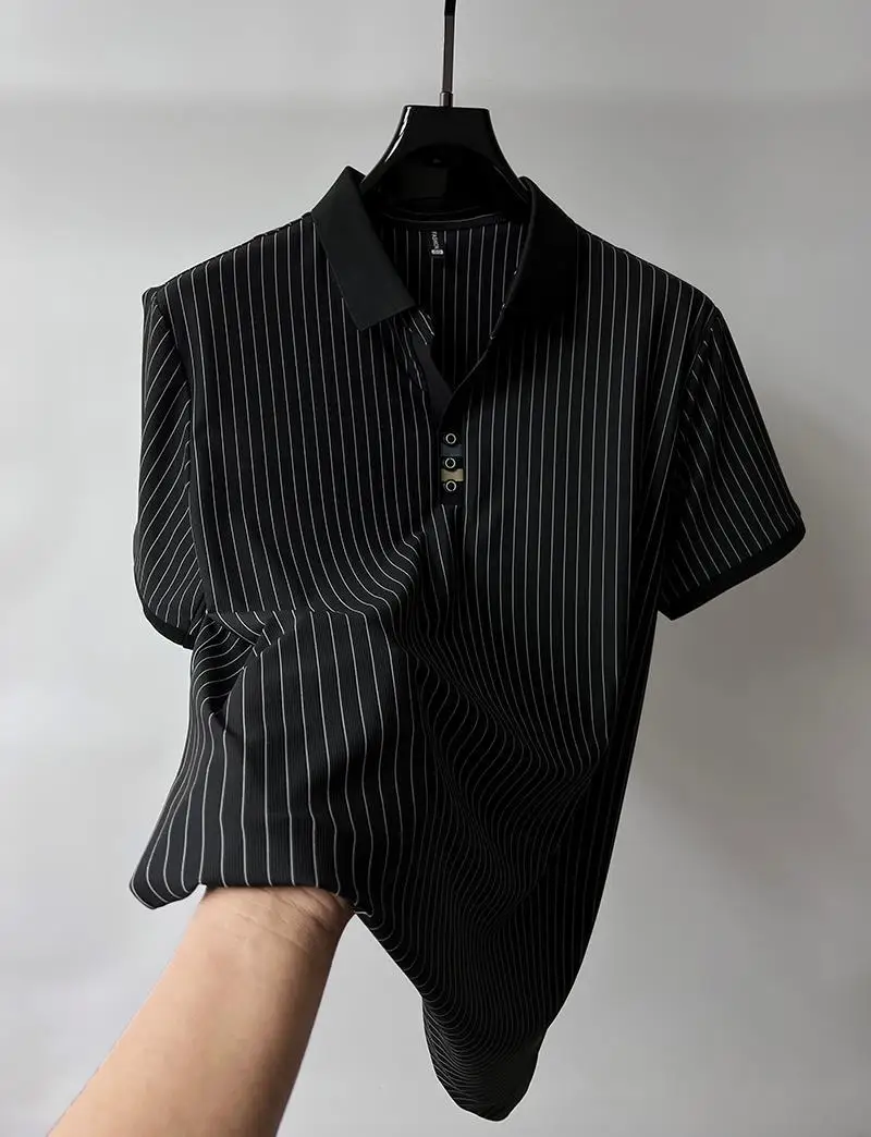 With Collar T Shirt for Men White Striped Man Polo Shirts Skinny Hot Cheap Tops Top Basic Polyester Party Music Loose Xl Casual 22 S900ea67624064f01bace73b7d67d22fah