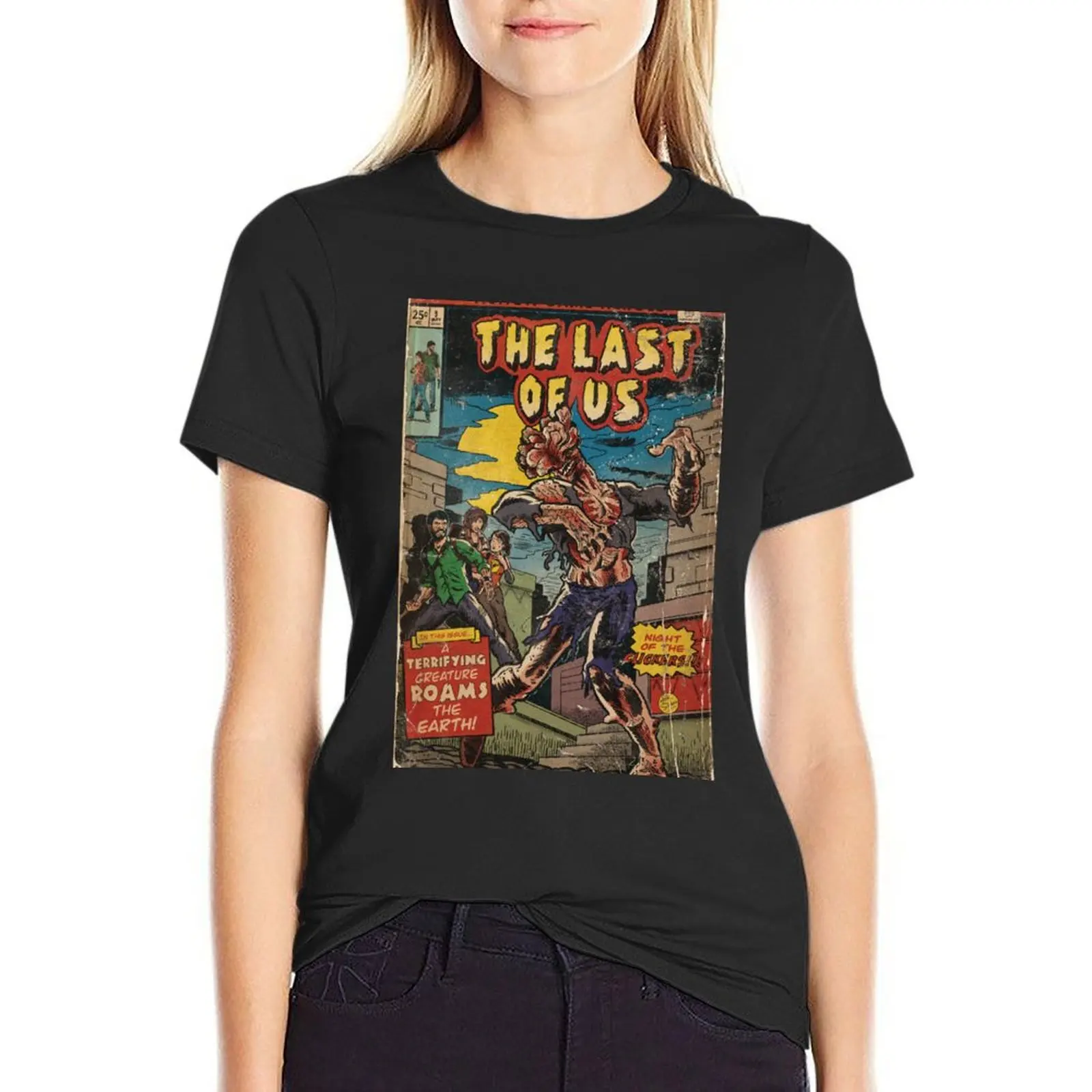 Night of the Clickers - Comic book cover Fan Art T-Shirt anime cotton t shirts Women