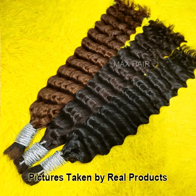 Bulk Human Hair Deep Wave For Braiding Color Mixed Double Drawn Curly Bulk Human Hair No Weft Bundles For Boho Knotless Braids