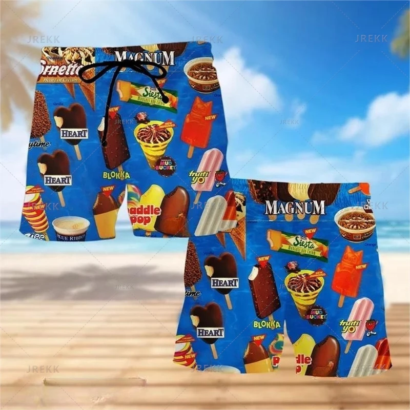 Summer Hawaiian 3D Icecream Printing Beach Shorts For Men Fashion Streewear Swim Trunks Harajuku Cool Board Shorts Short Pants 2