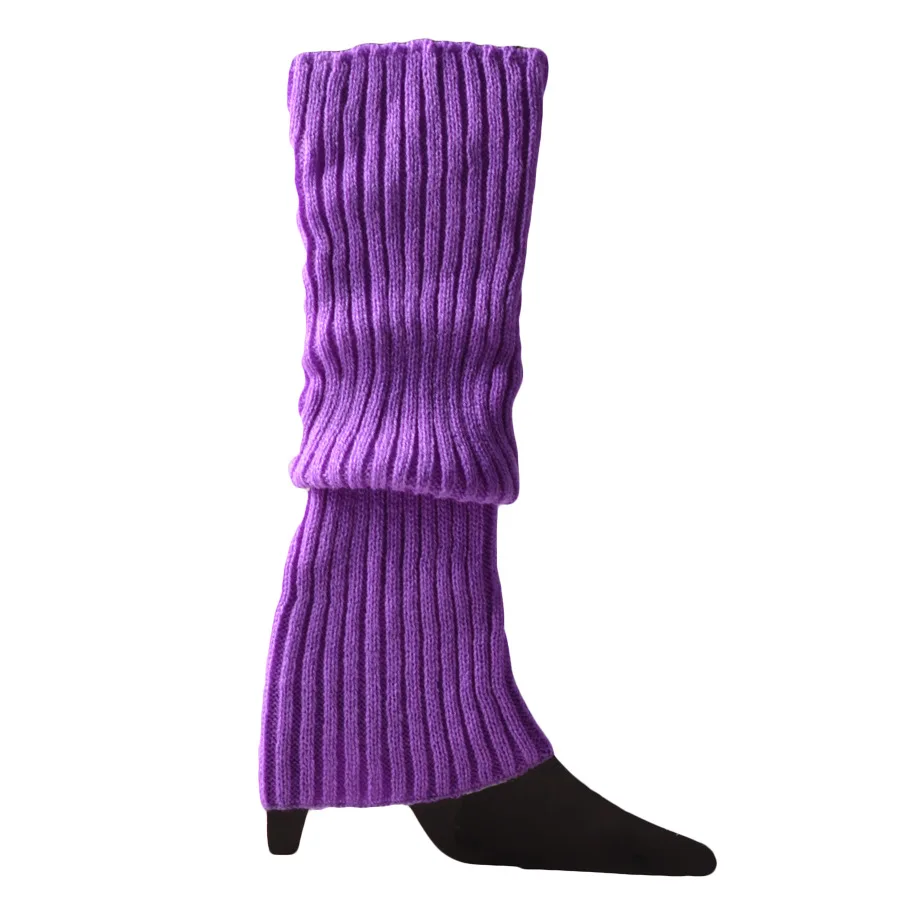 Leg Warmers Women Halloween 80s Neon Colored Knit Ribbed Bright Footless Socks Punk Black Knee High Gothic Hip-hop Rock