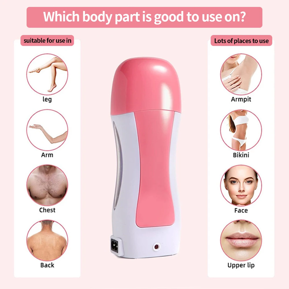 LULAA Roll on Wax Kit for Hair Removal Soft Portable Single Depilatory Roll on Wax Warmer Wax Roller Kit for Women Men Waxing 3