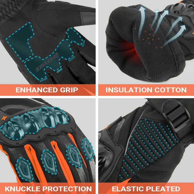 Gants de moto étanches pour hommes, gants de moto chauds, gants d'équitation d'hiver, écran tactile 6
