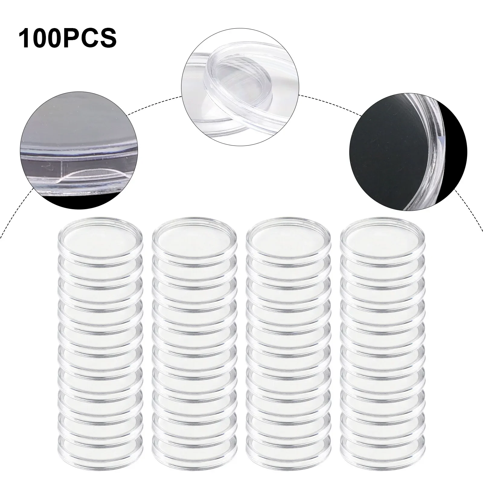 Clear Coin Storage Boxes Collecting Box Case Holders 100pcs 32mm For Coins Storage Capsules Protection Container