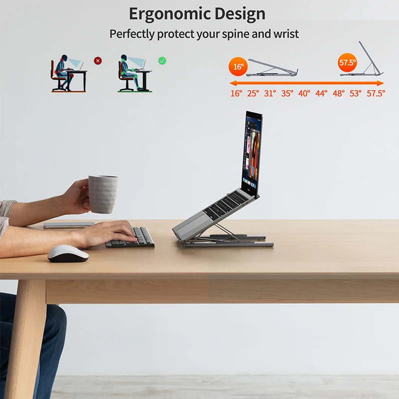 8 in 1 USB C 노트북 도킹 스테이션 스탠드 (USB C, 2개의 USB 3.1, SD/TF 카드 포트, PD 100W 지원), 맥북용 범용 도킹 스테이션