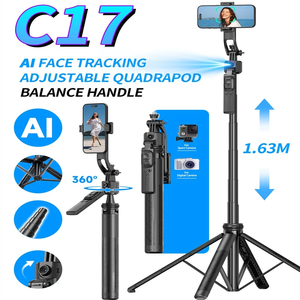 FANGTUOSI Selfie Stick with Bluetooth Remote and Intelligent Stabilizer