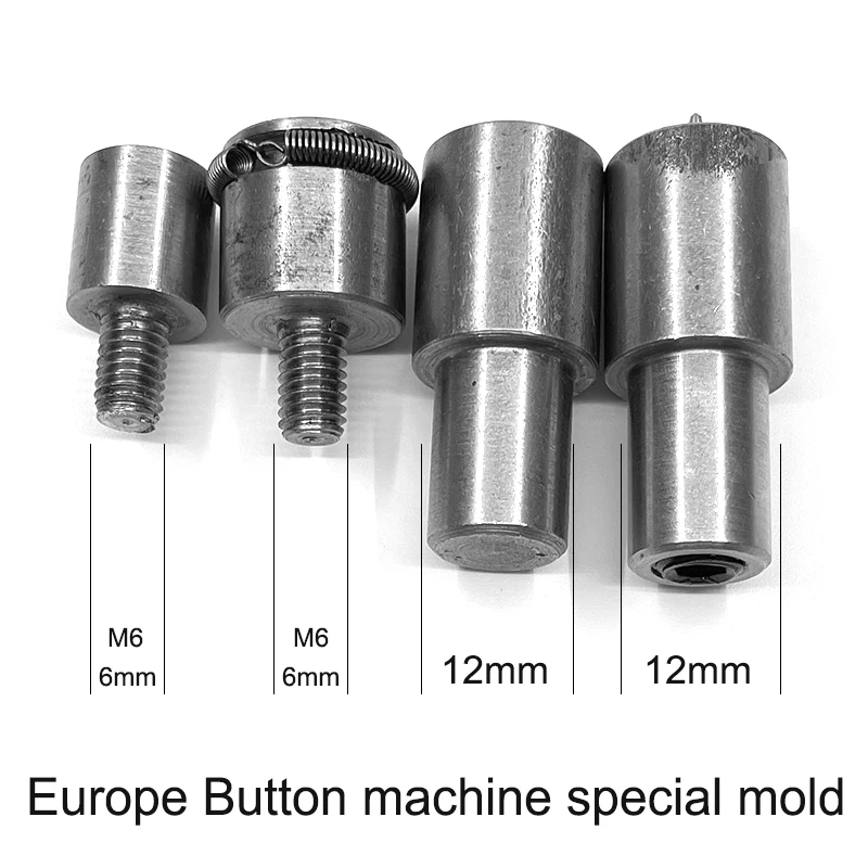 Europe Button machine special mold (12mm+M6) Pressure Snap Molds 8/10/12.5/15 mm Rivet Dies Metal Eyelets installation tools 2