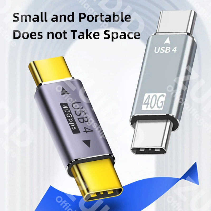 미니 USB4.0 40Gbps Thunderbolt 3 어댑터 Macbook Pro Air Dell 용 8K @ 60Hz USB 유형 C 남성-남성 PD100W 충전기 데이터 변환기