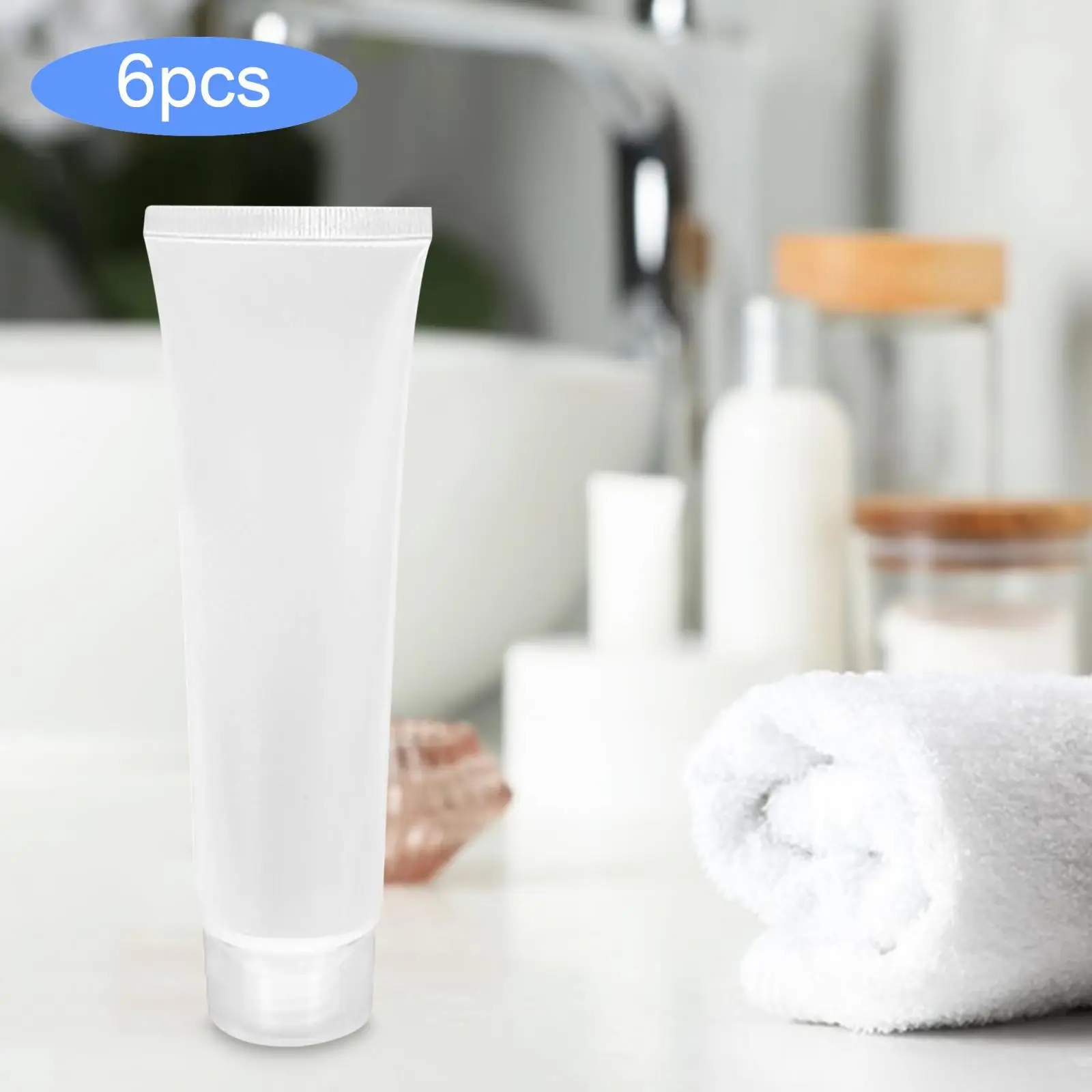 2x6 Pieces Makeup Sample Soft Container Tube Bottle for Split Shampoo Cleanser 100ml Screw Cap