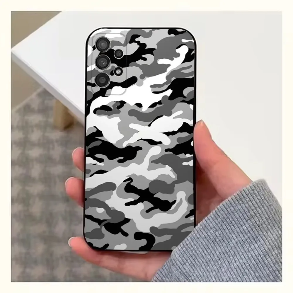 Stylish Camouflage Soft Silicone Phone Case - Black Cover