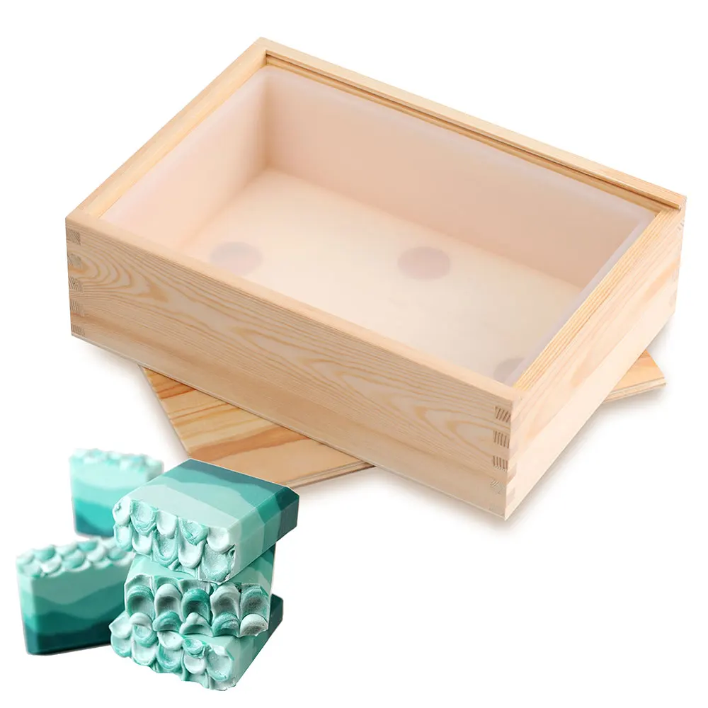Nicole Silicone Loaf Soap Mold Flexible Rectangle Mould with Wooden Box DIY Handmade Tools