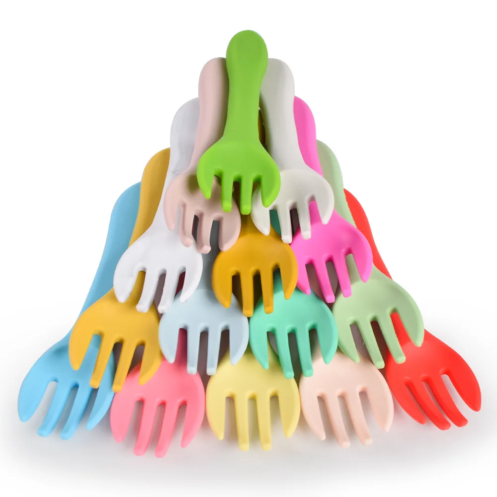 2pcs Baby Silicone Spoon Fork Candy Color Safety Baby Learning Spoon Non-Slip Fork Children Kids Boy Girl Soft Food Feeding Tool 7 2pcs Baby Silicone Spoon Fork Candy Color Safety Baby Learning Spoon Non-Slip Fork Children Kids Boy Girl Soft Food Feeding Tool