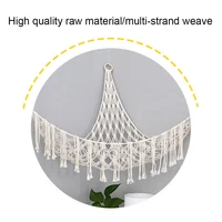 Boho Plush Toy Hammock Triangular Shape Hanging Mesh Storage Basket Cotton Tassels Wall Net for Bedroom Living Room 2