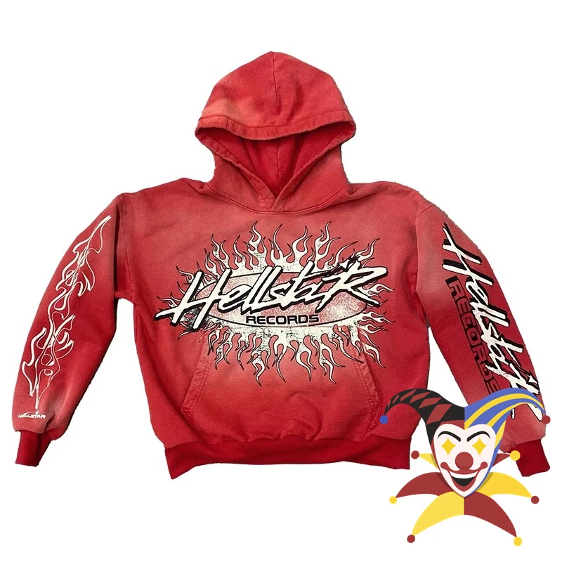 

Red Vintage Hellstar Studios Hoodie Men Women Nice Washed Oversized Pullovers
