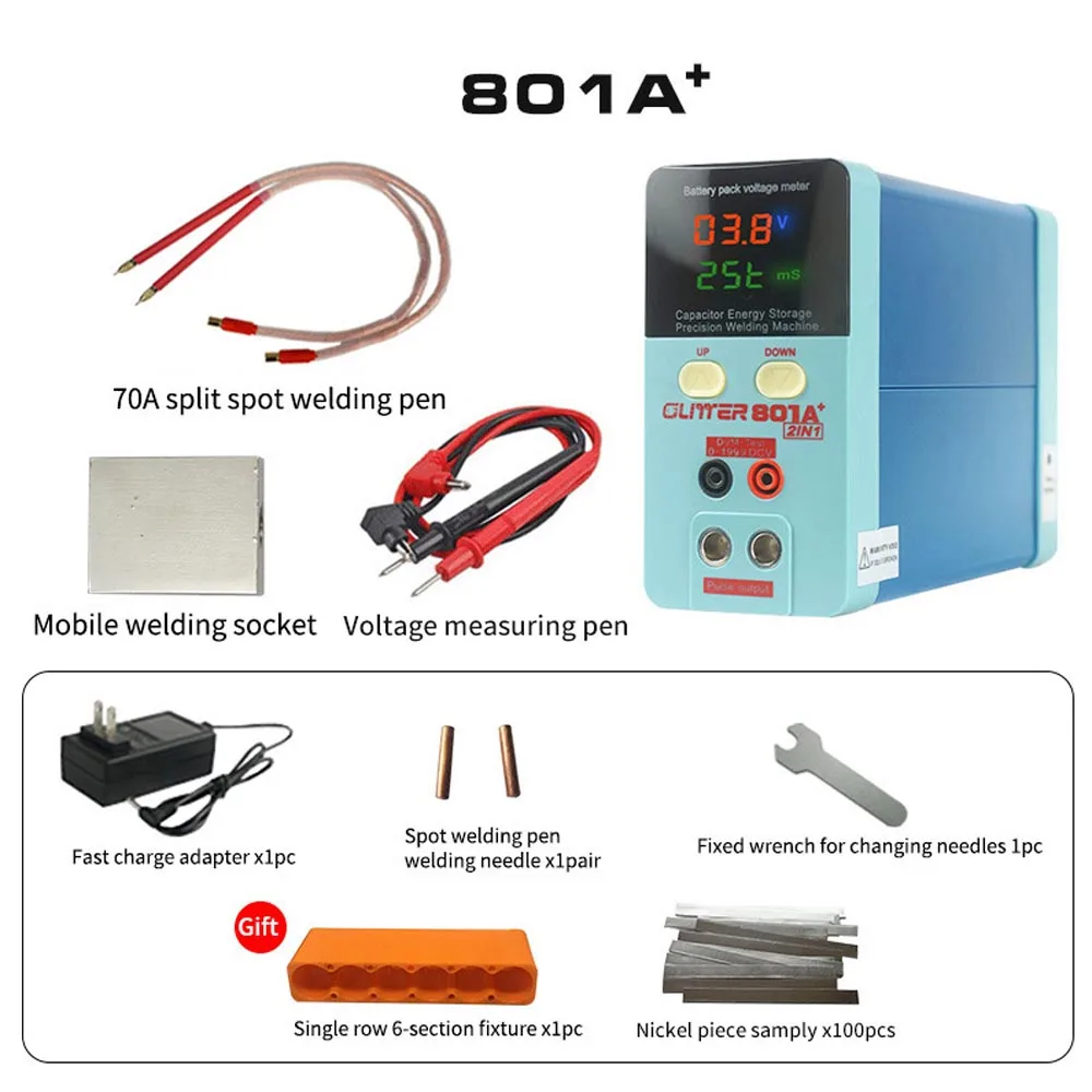 GLITTER 801A 801A+ ממיר נקודת חיבור סוללה קונדנסטור אחסון אנרגיה דיוק פולס נקודת חיבור 11KW ניתן לחיבור אלומיניום ניקל