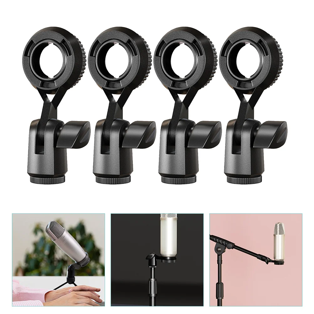 

4pcs Microphone Clip Mic Holder Clip 270 Degree Rotation Universal Mic Clip