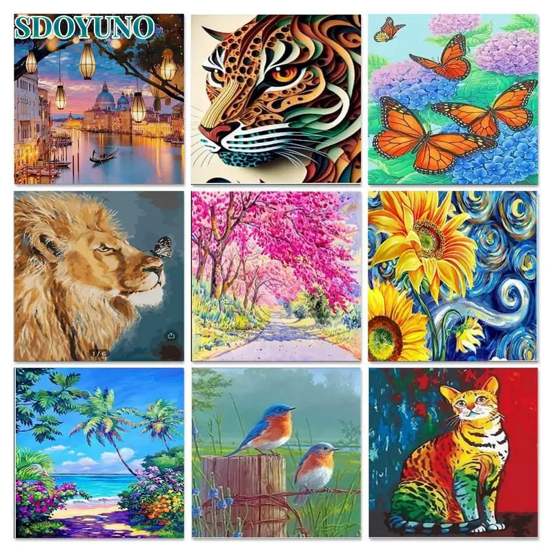 

Картина с животными SDOYUNO, рисунок по номерам, пейзаж, нулевая основа, ручная роспись, рисунок на холсте масляными красками, персонализированная Подарочная картина