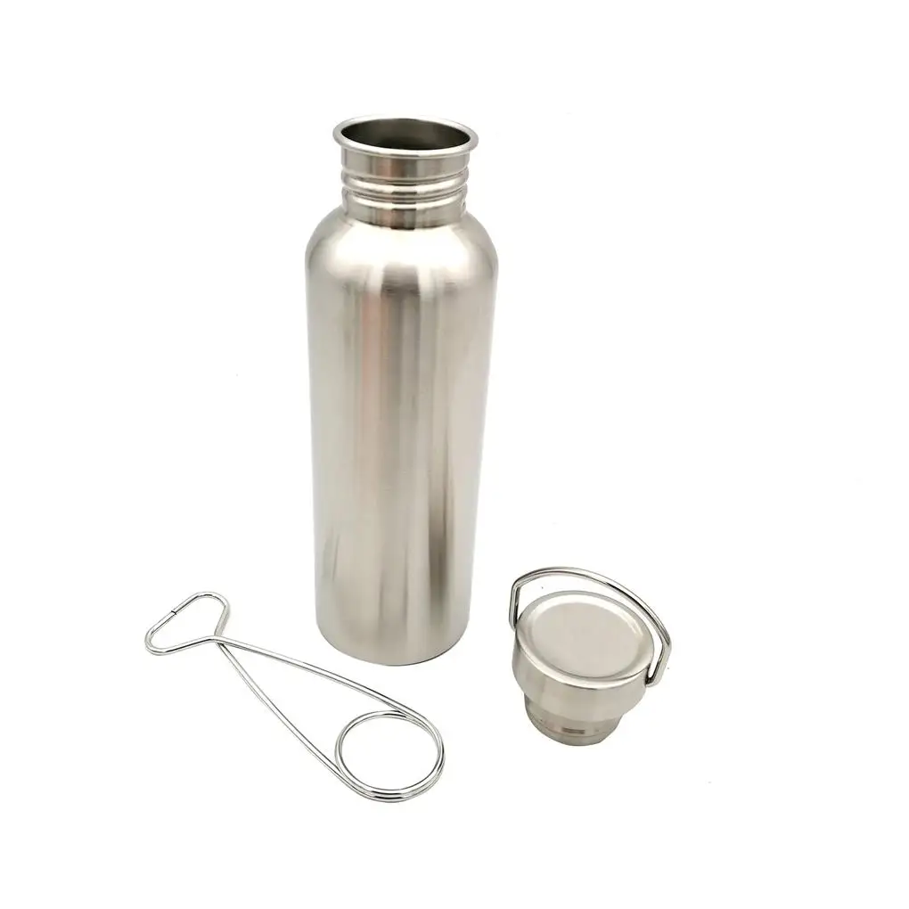 

500/750ml Stainless Steel Camping Bottle with Pothook Handle Smooth Surface Large Water Cup Sports Kettle Outdoor Survival