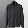 Hot Sale In Autumn And Winter 100% Wool Cardigan Men's Semi-High Collar Zipper Long Sleeve Business Casual Knitted Sweater Coat. 3