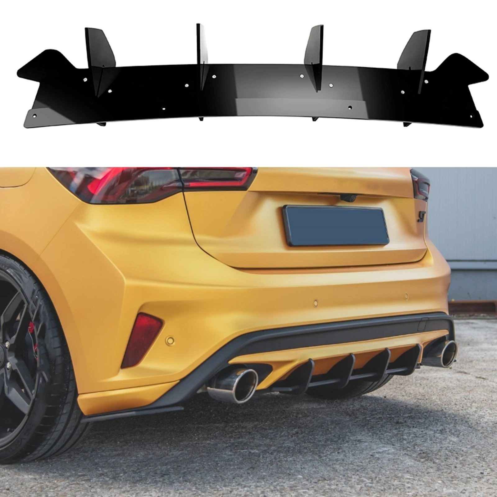 Auto Paraurti Posteriore Diffusore Labbro Spoiler Staffa Splitter Boot Plate Guard Board Trim Per Ford Focus St Mk4 2018-2022