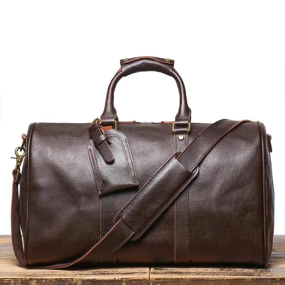 ROOG Vintage Leather Travel Tote Bag With A Roomy Interior That Easily Fits Your Essentials, Combining Style And Practicality 5