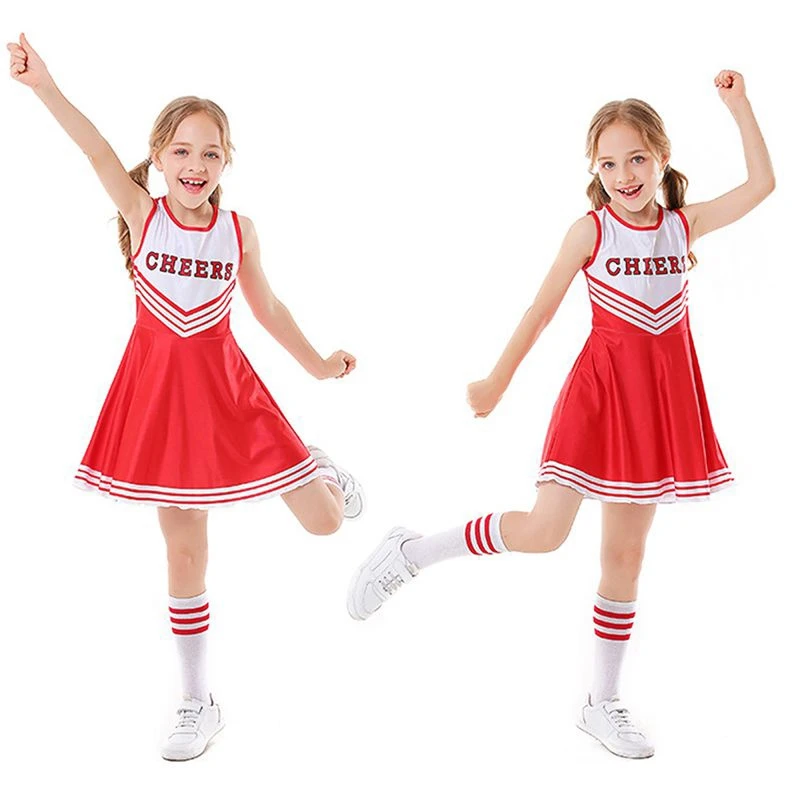 3-12T Summer Kids Tank Top Cheerleading Suit Letter Printing Slim Fit Dress Kinder Baby Girl Cheerleading Performance Costumes