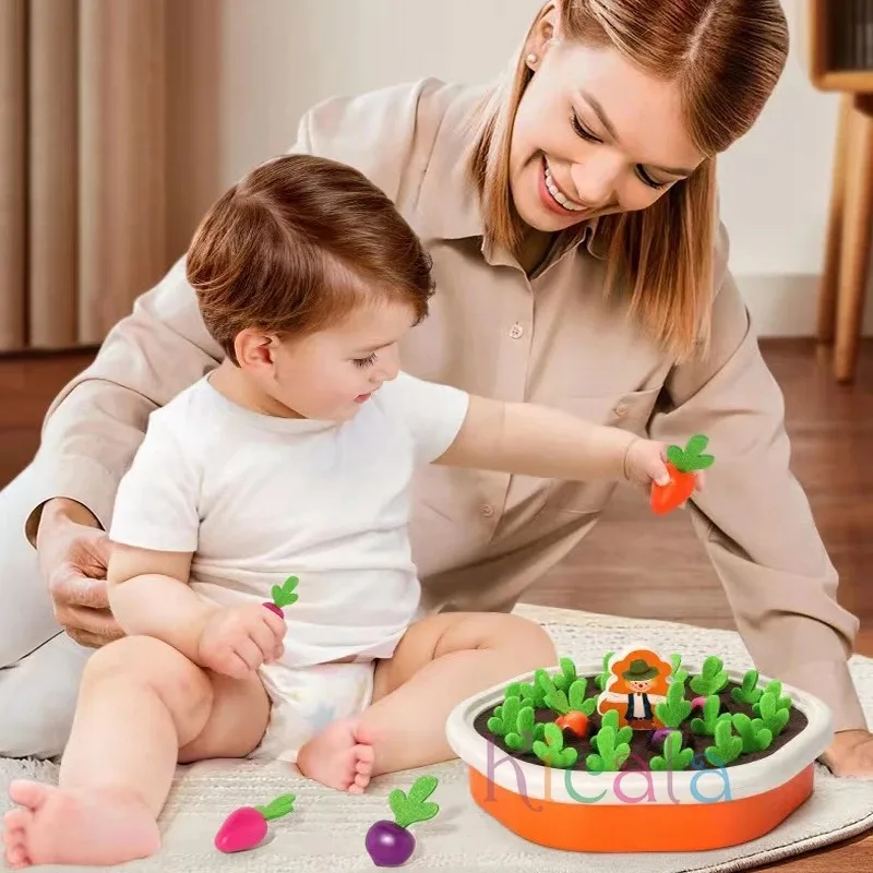 Baby Montessori Toys For Toddler Toys Educational Colorful Shape Toy Pull Carrot Set Counting Discouvery Toys For Kids Learning 2