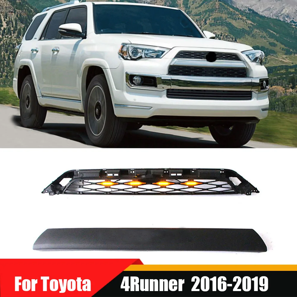 

Front Bumper Grill With Led Mask Grille Racing Grills Hood Mesh Facelift Car Exterior Accessories For Toyota 4Runner 2016-2019