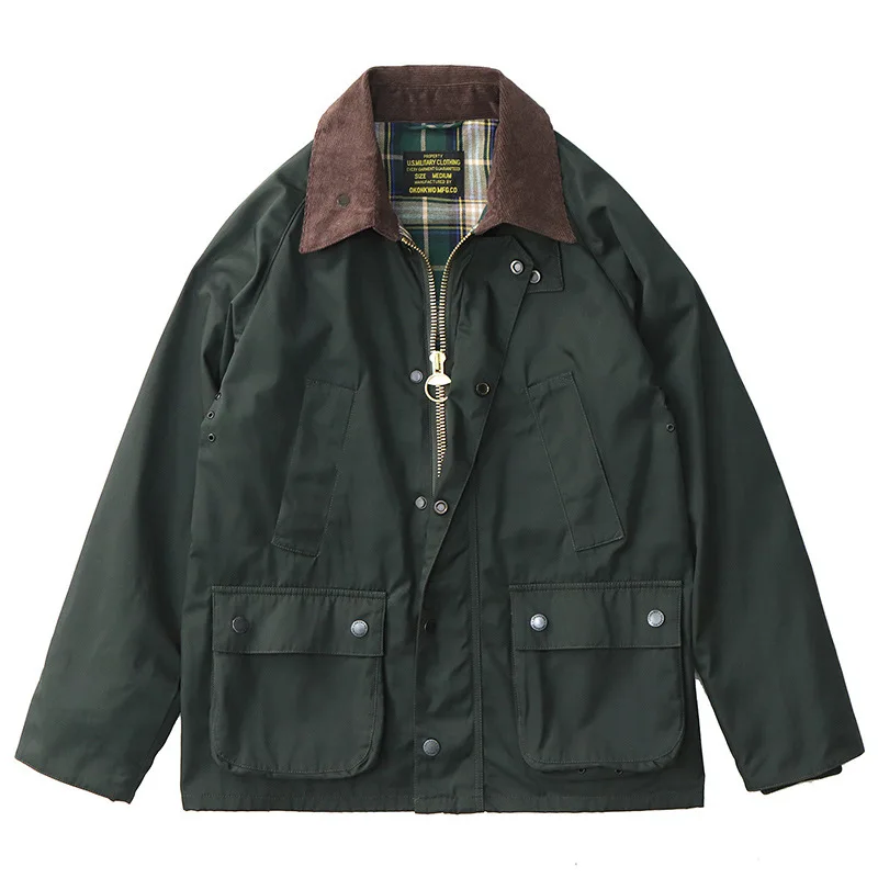 Workwear Oil Wax Jacket Men's Anti Piercing Anti Cutting Retro Corduroy Lapel Fbi Police Invisible Flexible Safety Clothing