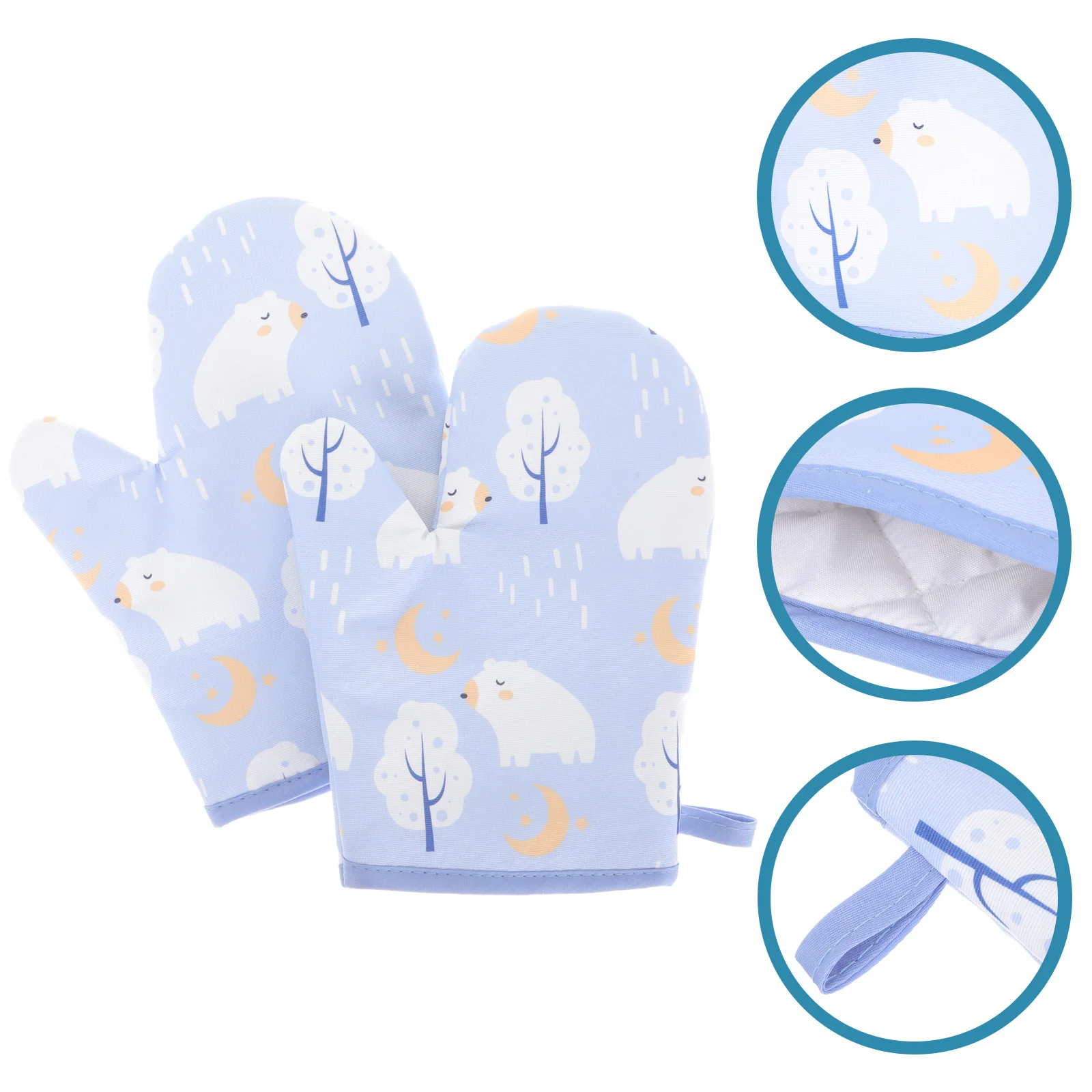 

2 Pcs Kitchen Mitts Heat Pad Waterproof Microwave Glove Non-slip Oven Tarpaulin Hot Kids Resistant