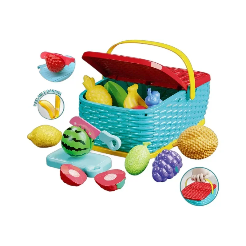 Kids Simulation Kitchen Fruit Checker Burgers Pizza Play House Toys Camping Portable Picnic Basket