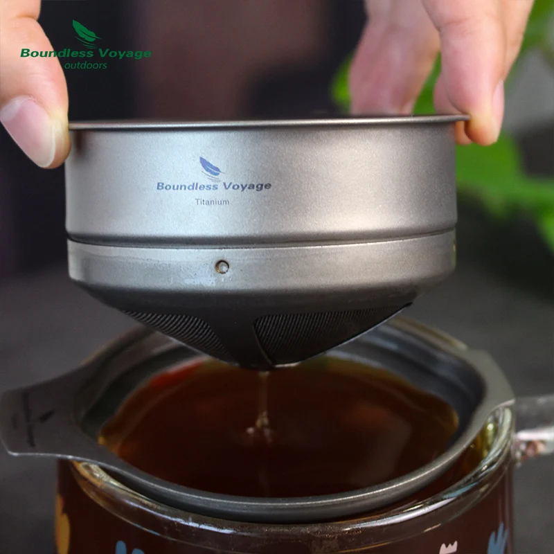 Boundless Voyage Titanium Coffee Mesh Filter Pour Over Paperless Reusable Dripper Holder titanium coffee filter