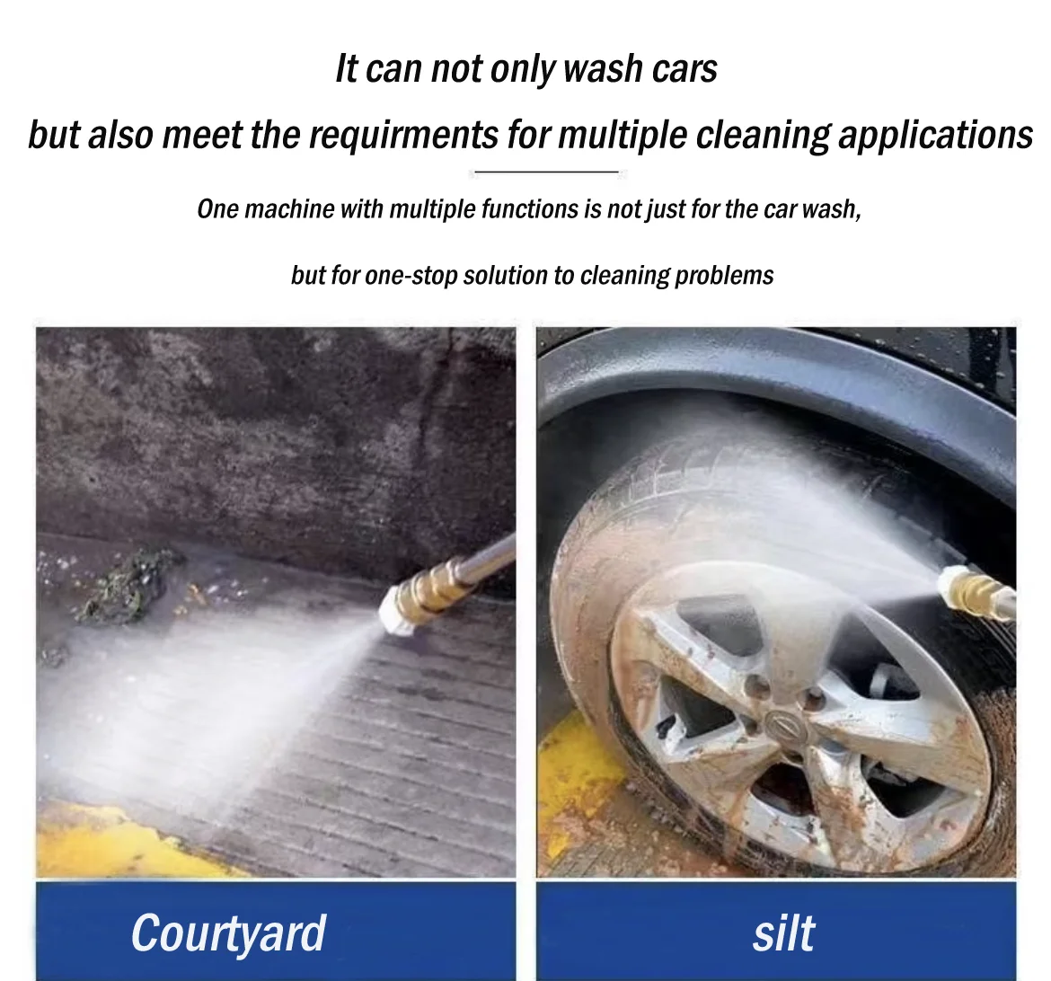High-Power Portable Car Cleaning Machine 21V Lithium Battery Household High-Pressure Water Spray Gun Stainless Steel Copper