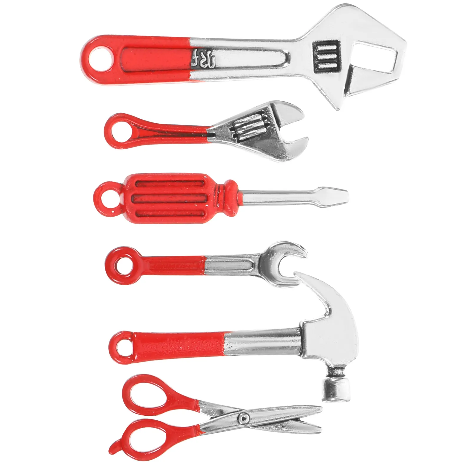 6Pcs 미니 도구 세트 합금 미니어처 수리 도구 장면 장식 사진을위한 휴대용 경량 미니 하우스 액세서리