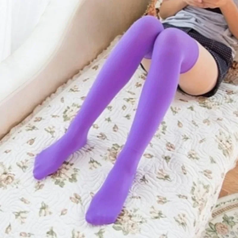 Bright Color Overknee Stockings Women Sexy Solid Color Knee Length Sock Lady Elastic Long Tube Socks Lightweight Acrylic Hosiery